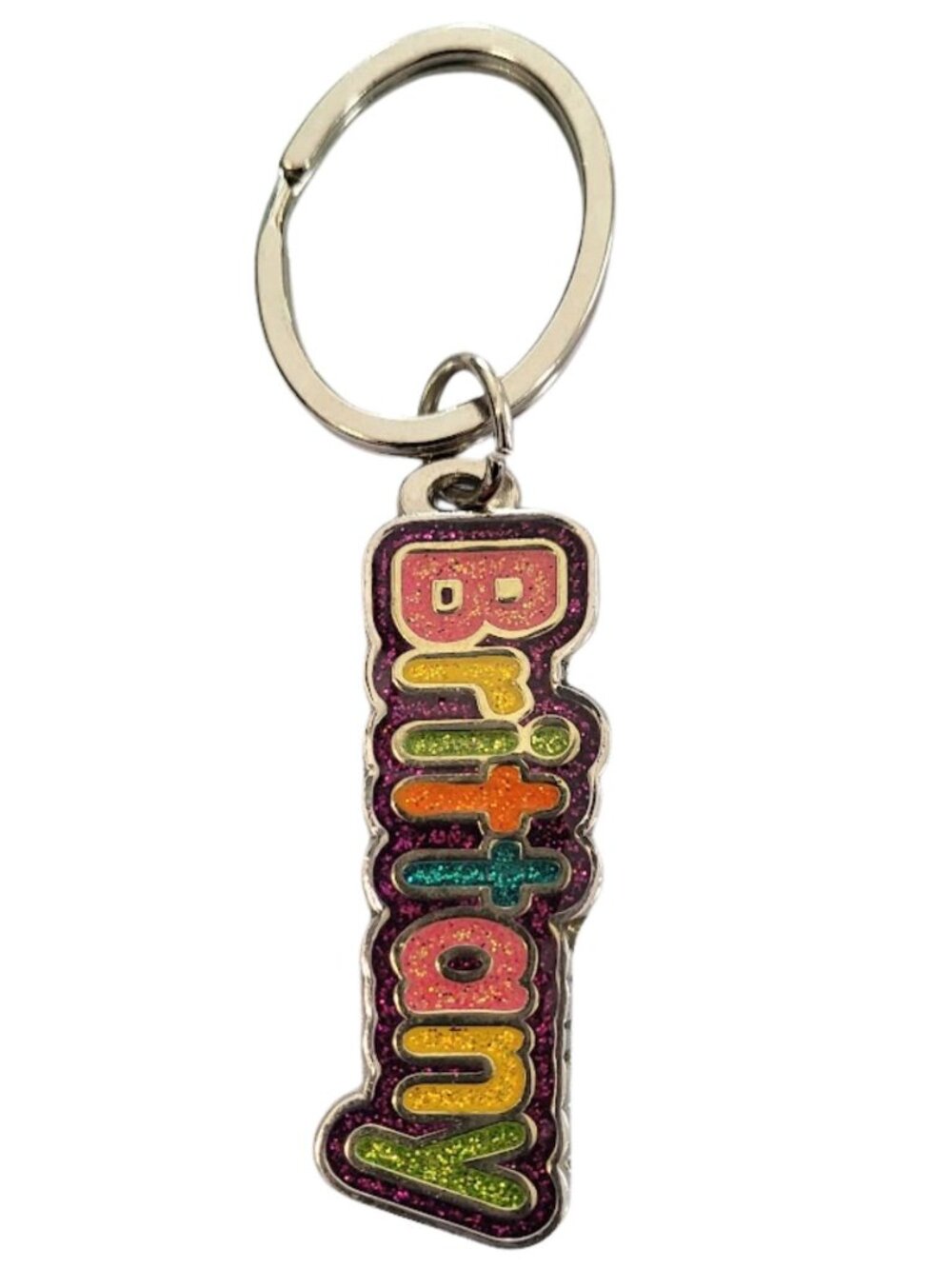 SWIBCO NW0T Colorful Galaxy Keychain Silver Metal Personalized Name BRITTANY
